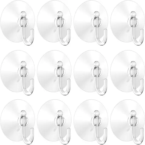 10PCS Suction Cup Hooks Strong Suction Cup Holder with Plastic Hooks For Glass Window Home Kitchen Bathroom Wall Hook Hanger