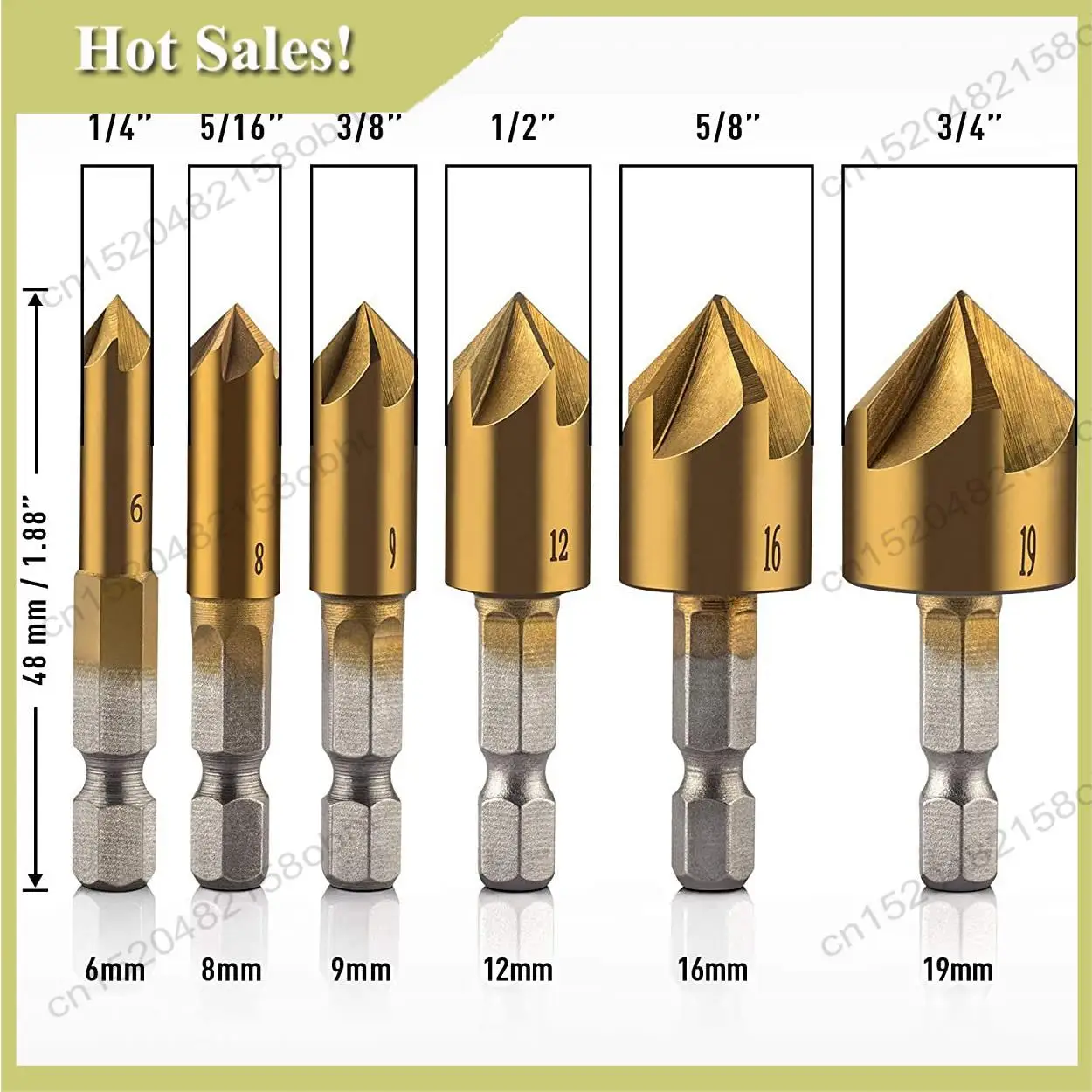 -PQWN 6 Pcs 1/4Inch Hex Shank Countersink Drill Bits Center Punch Set HSS 5 Flute Countersink 90 Degree Center Punch Tool Sets