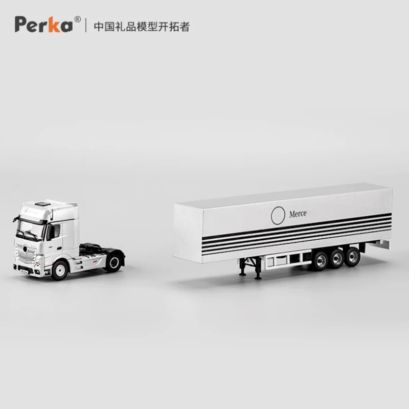 Perka 다이캐스트 1:64 스케일 컨테이너 트럭 트랙터 합금 엔지니어링 자동차 모델 디스플레이 수집품 기념품 장식 소년 선물