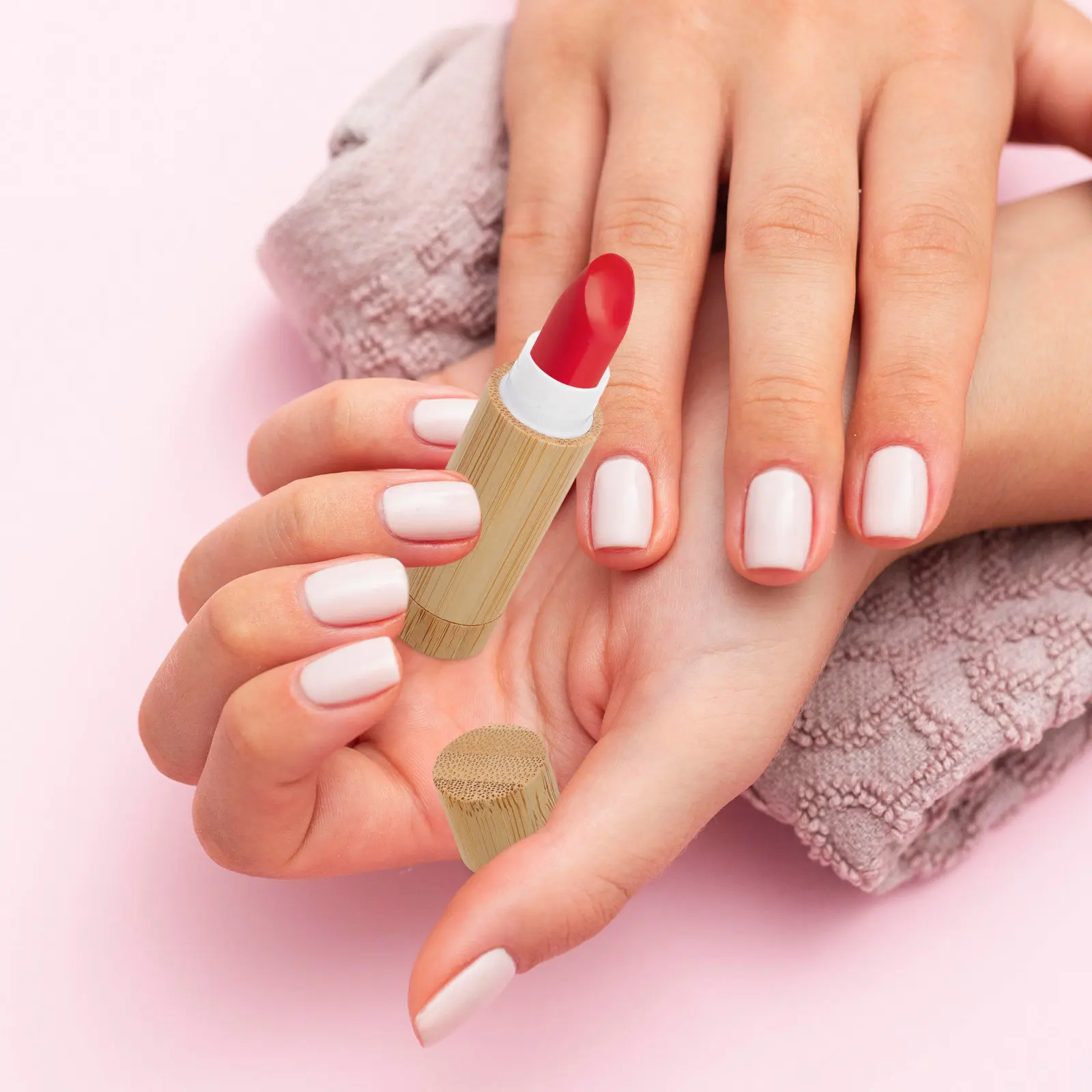 5G Bamboo Lipstick Tube Handcrafted Material Empty Holder for DIY Beauty Products Makeup Storage Travel Essential