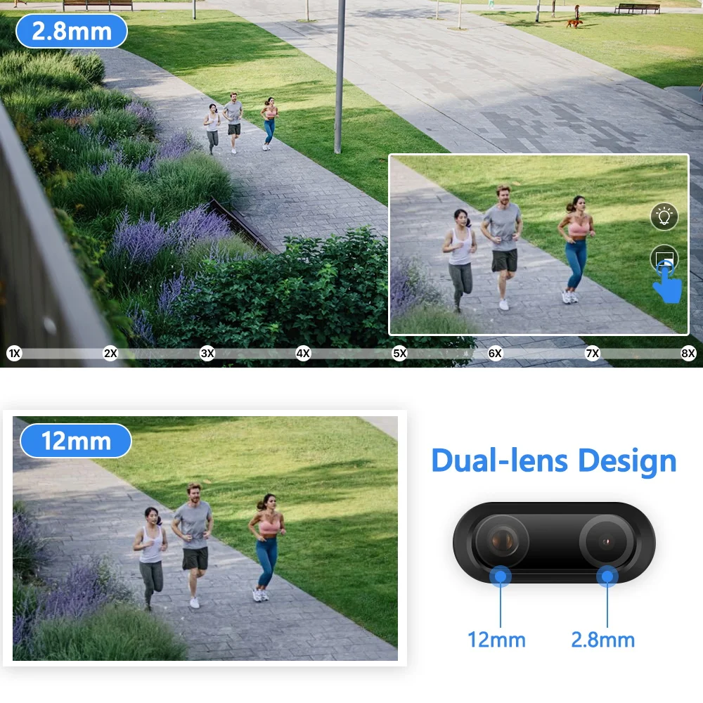 8MP 4K  WIFI Camera 8X Hybrid Zoom Outdoor WIFI Surveillance Camera Human Detection 4MP PTZ IP Camera ICsee Security Protection