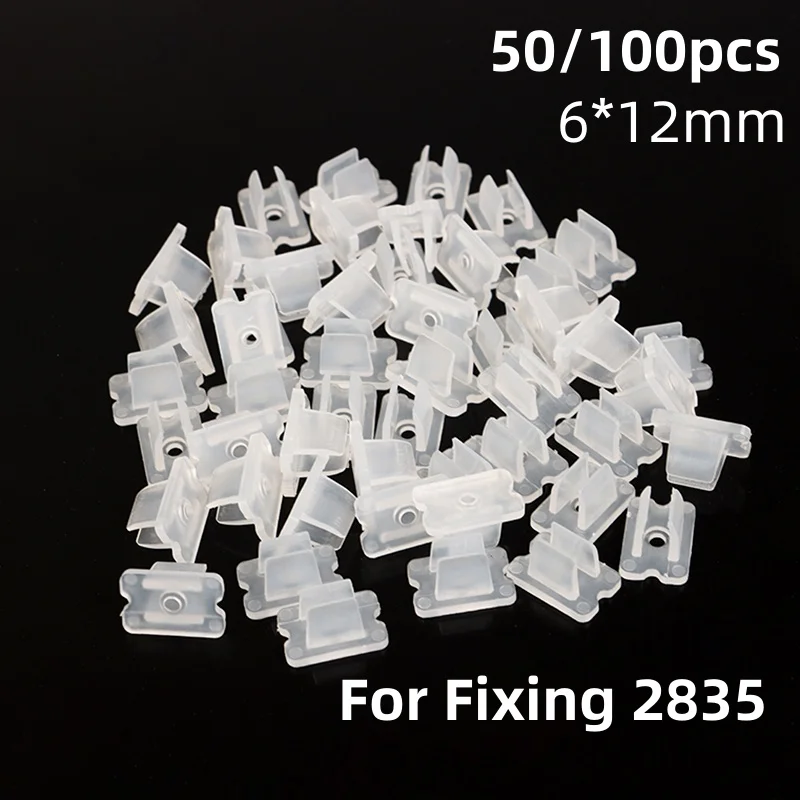 50/100pc Flexible 6*12MM LED Strip Fix Clips Connector For Fixing 2835 Neon Light 220V COB Plastic Buckle Replacement