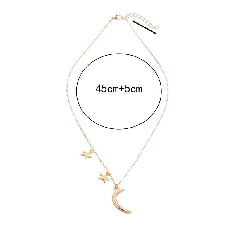 New Necklace2025 Fashion Two Moon Stars Moon Pendant Slack Female Statement Simple Female Low Price Delivery Necklace Elegant