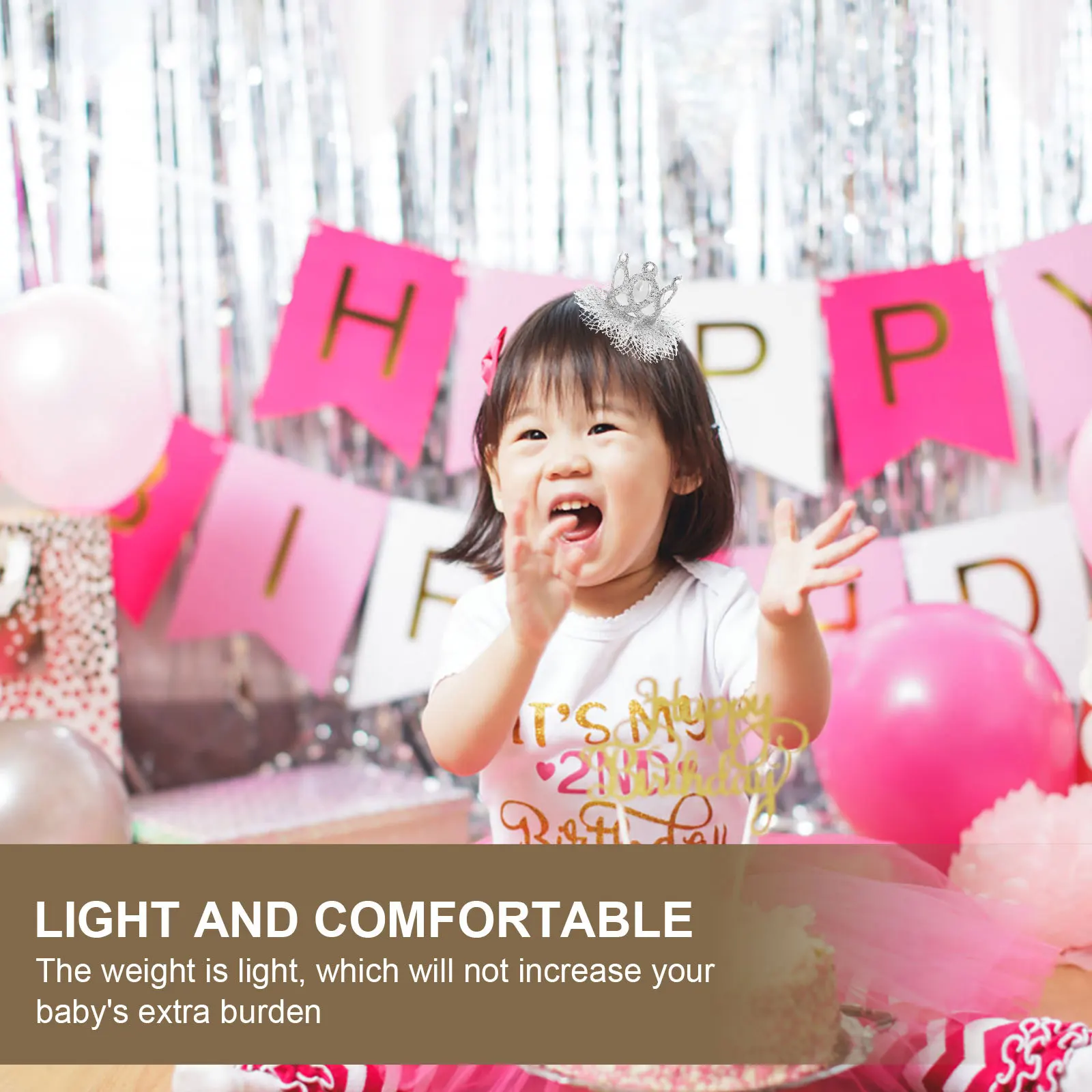 

1pc Crown Hair Clip For Baby Girls, Lace Kid Headdress, Lightweight Hair Accessory For Party, Baptism, Photography, Costume