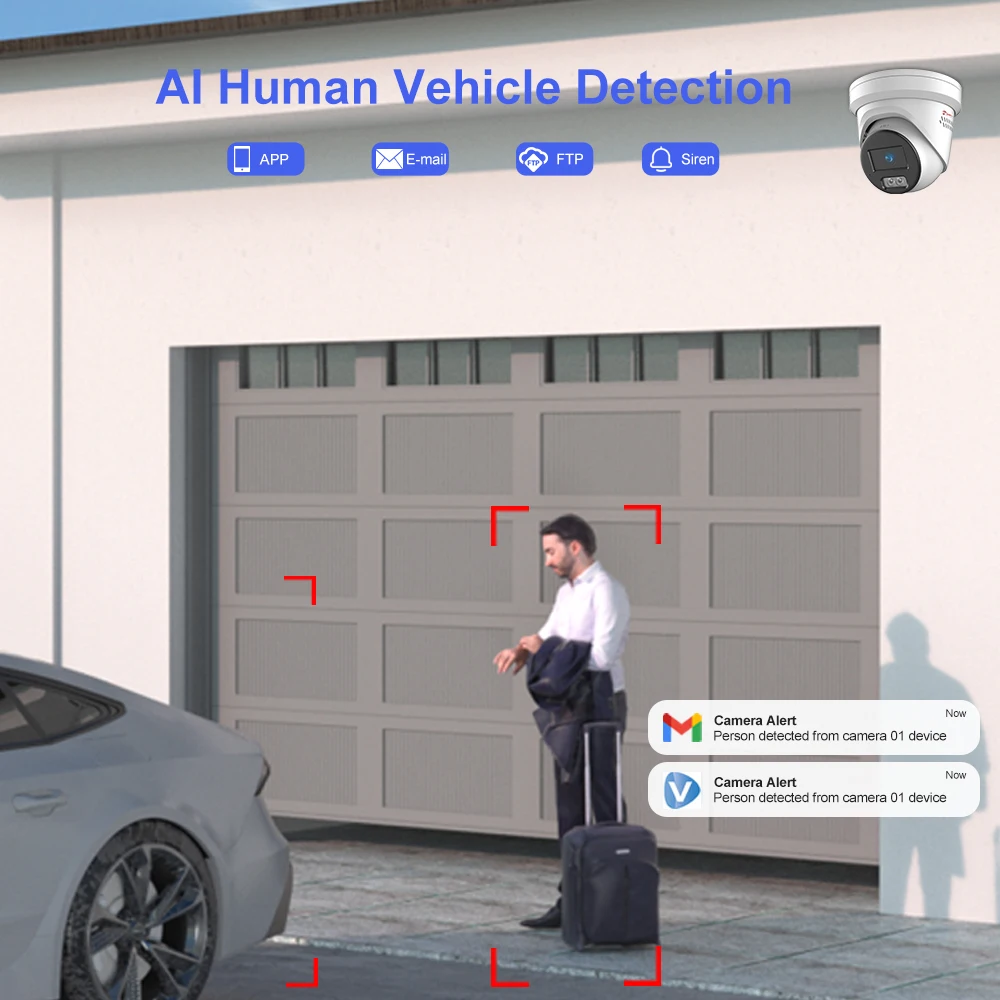 2PCS USA Only Anpviz OEM DS-2CD2387G2H-LISU/SL 4K IP PoE Camera Strobe Light Audio Alarm Metal Outdoor Human/Vehicle Detection