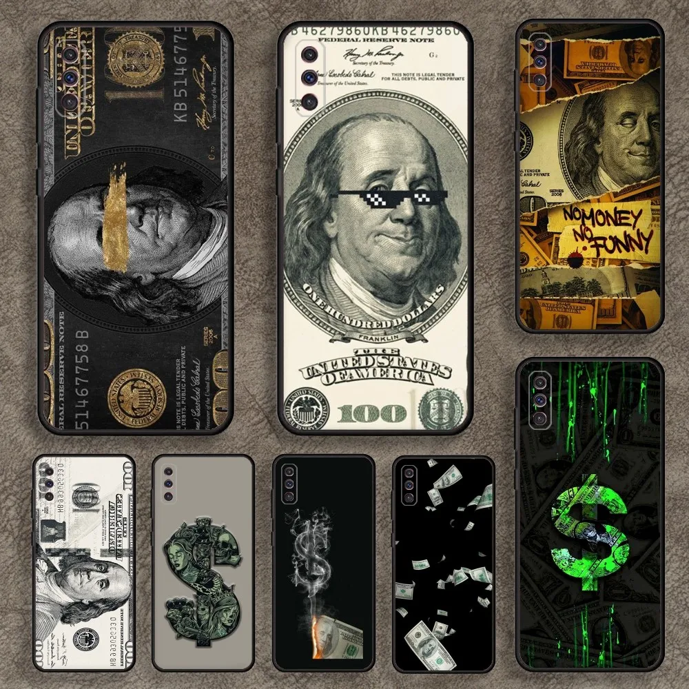 

Luxury dollar US Phone Case for SamsungA 91,80,73,72,71,70,53,52,51,42,41,40,32,31,30,22,21,20,13 S 4G 5G Soft Black Case