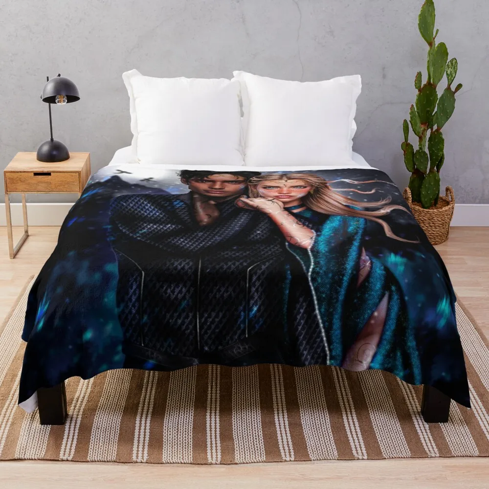 Feyre Archeron and Rhysand Darling from Acotar Throw Blanket Vintage Blanket