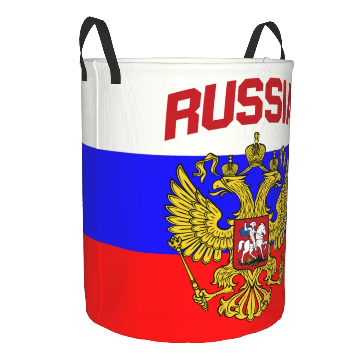 Custom Russian Empire Coat Of Arms Of Russia Laundry Basket Collapsible Eagle Clothes Toy Hamper Storage Bin for Kids Nursery