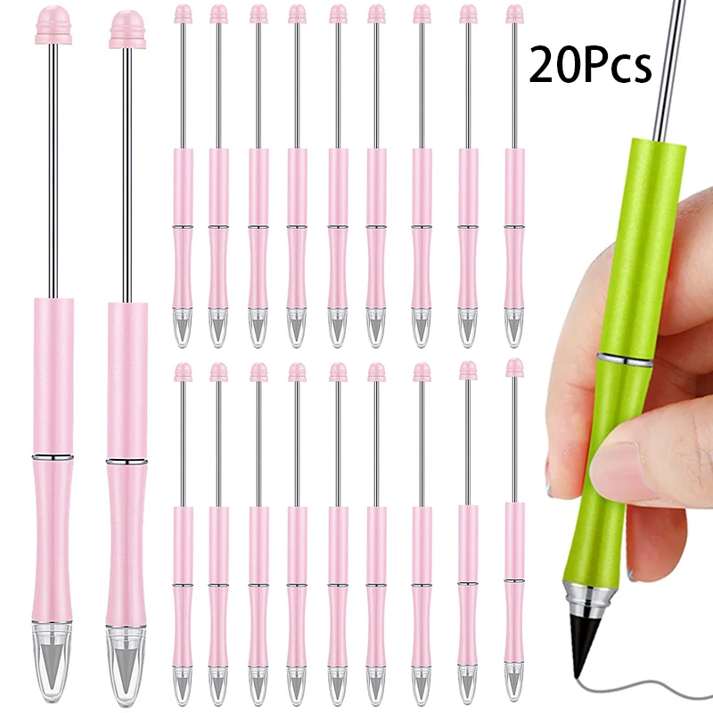 20Pcs Ink-Free Writing DIY Bead Pencils Unlimited Writing Pencil Reusable Everlasting Beadable Pencil