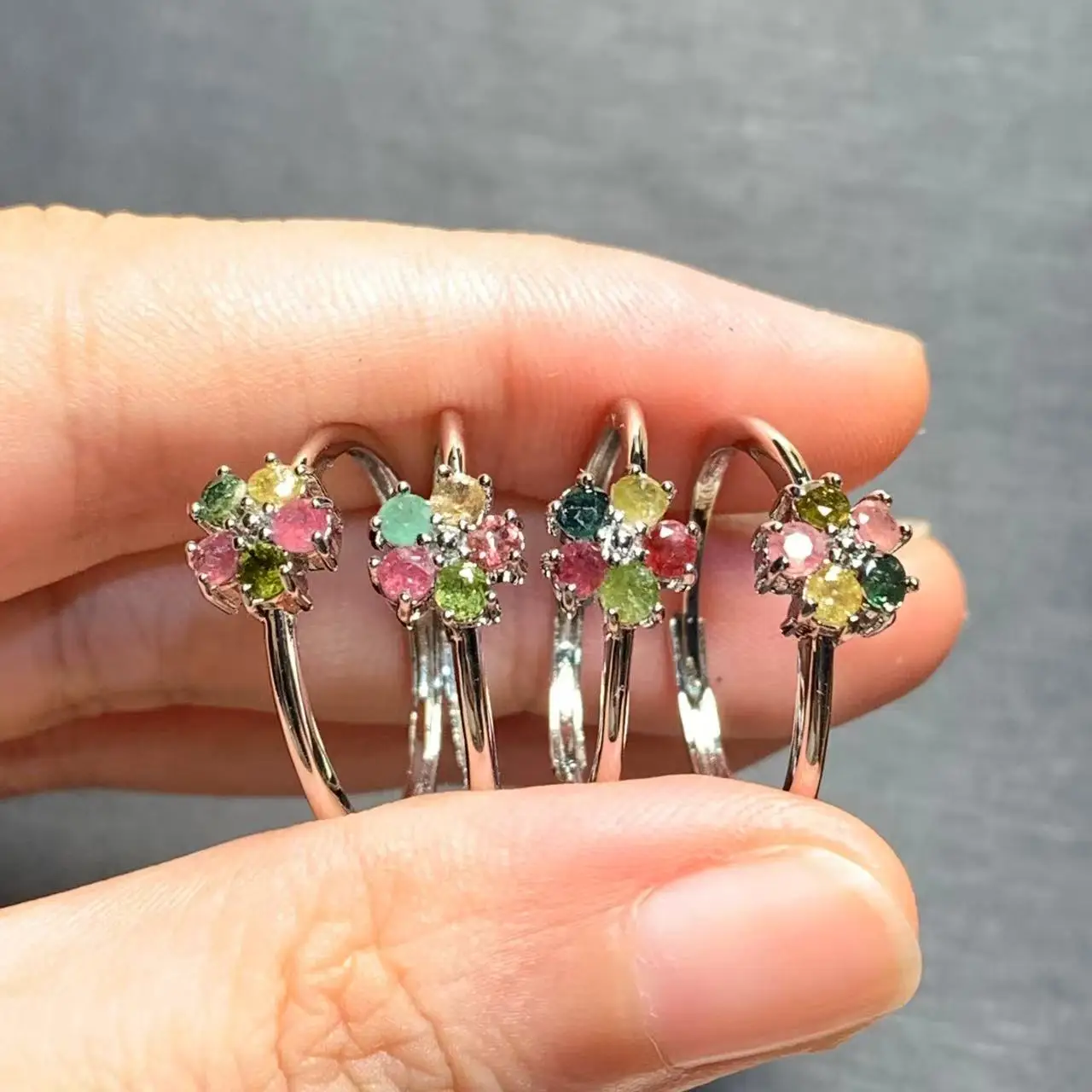 New Arrival Natural Tourmaline Stone Rings Female  Jewelry For Women Gift Copper Cute