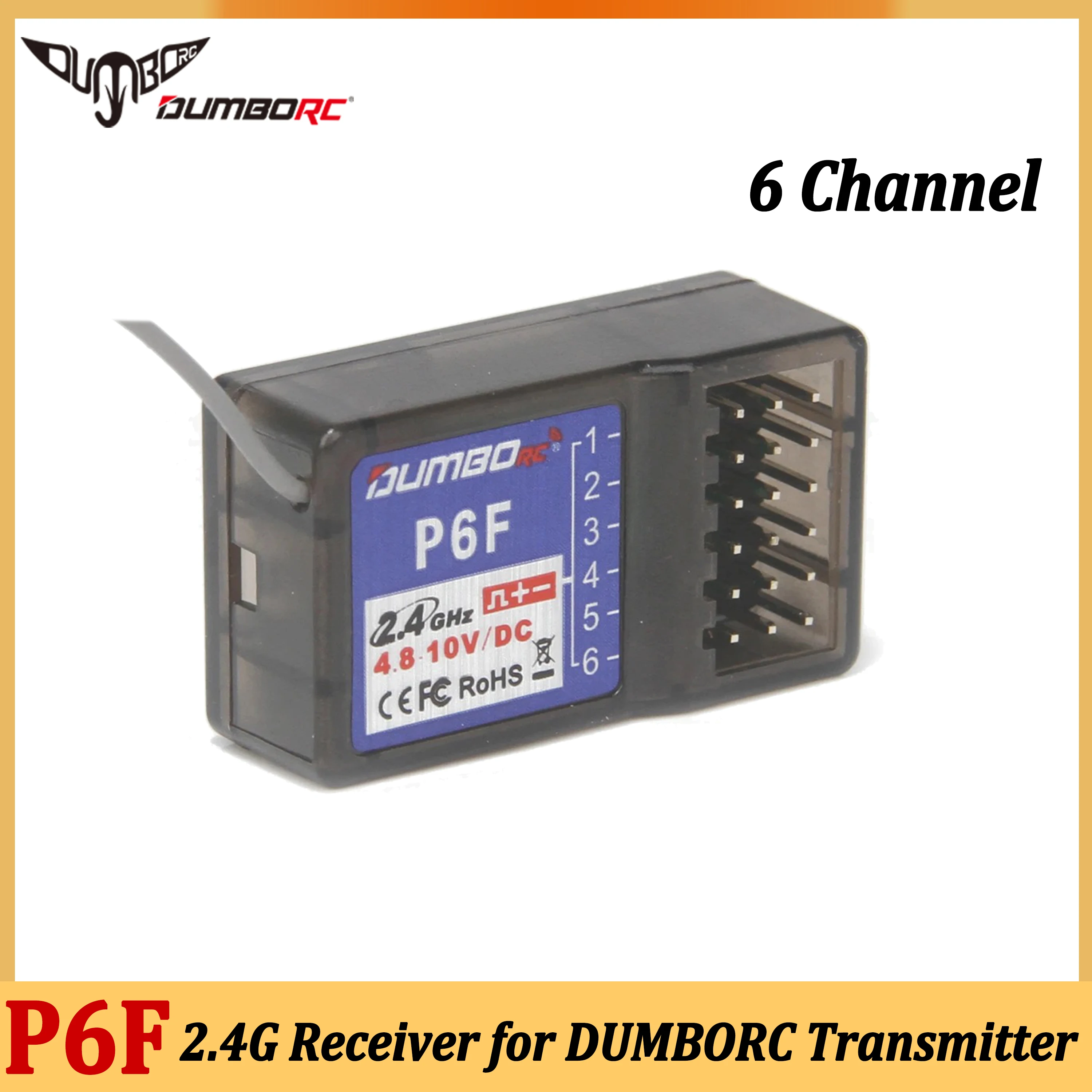 

Приемник DUMBORC P6F 2,4G 6CH для передатчика X4 X6 DDF-350, пульт дистанционного управления, радиоуправляемый автомобиль, гусеничный автомобиль, лодка, танк, автомобиль, осевой SCX10 D90