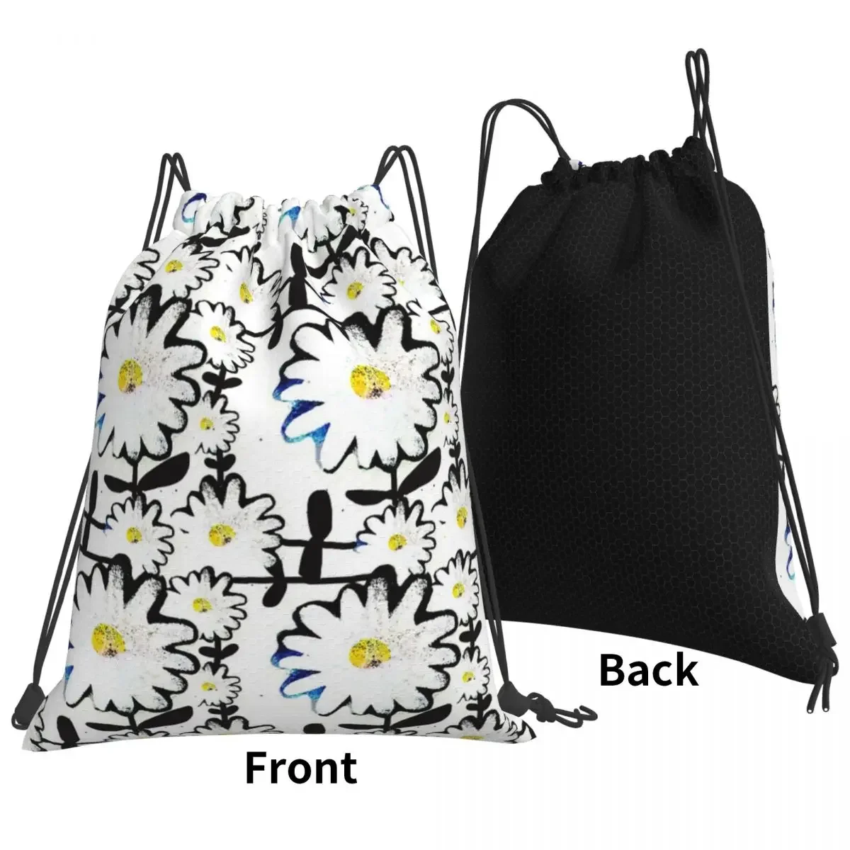 Casual Daisy Dias Portátil Mochilas, Drawstring Bundle, Pocket Storage Bag, Bookbag para Estudantes de Viagem