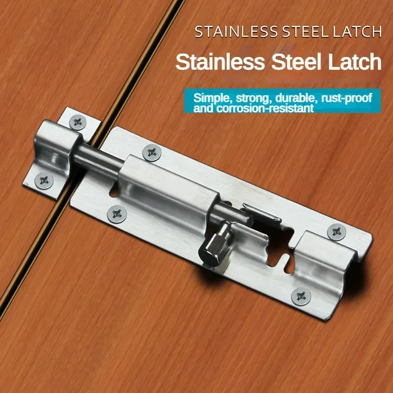 New Stainless Steel Door Security Lock Buckle Window Latch Heavy Duty Thickened Sliding Gate Tower Bolts Latch Catch Home Hardwa
