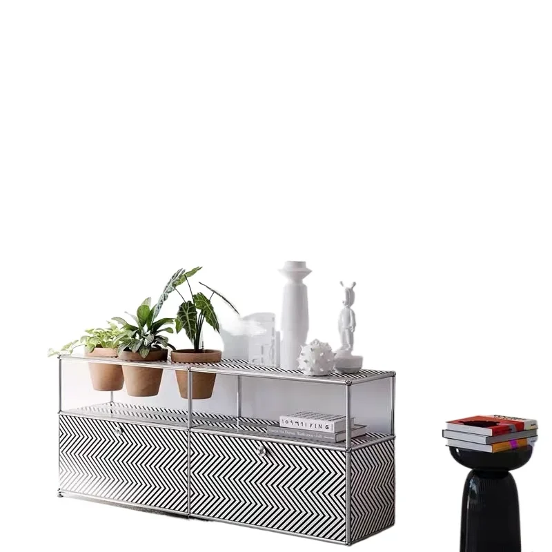 

TV cabinet, medieval stainless steel modern simple ins living room storage chest