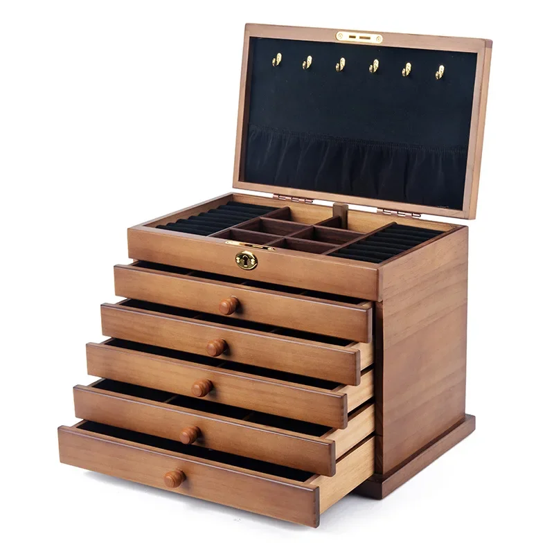 

Big Size Jewelry Box Wood Women Necklace Earrings Display Case Rings Jewelry Storage Organizer Box Stand Bracelet Ring