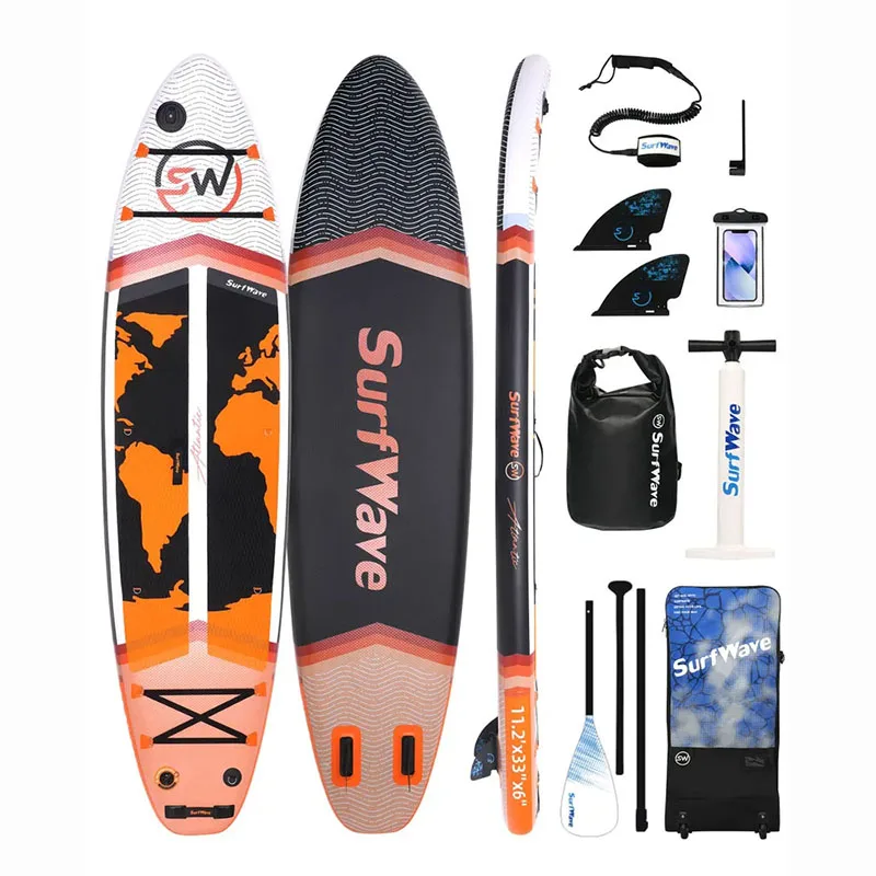 

SUP-ATLANTIC BLACK, 340*84*15cm, Inflatable Sup Board, Stand Up Paddle Board, Non-Slip Wakeboard Longboard Suits, Water Sport