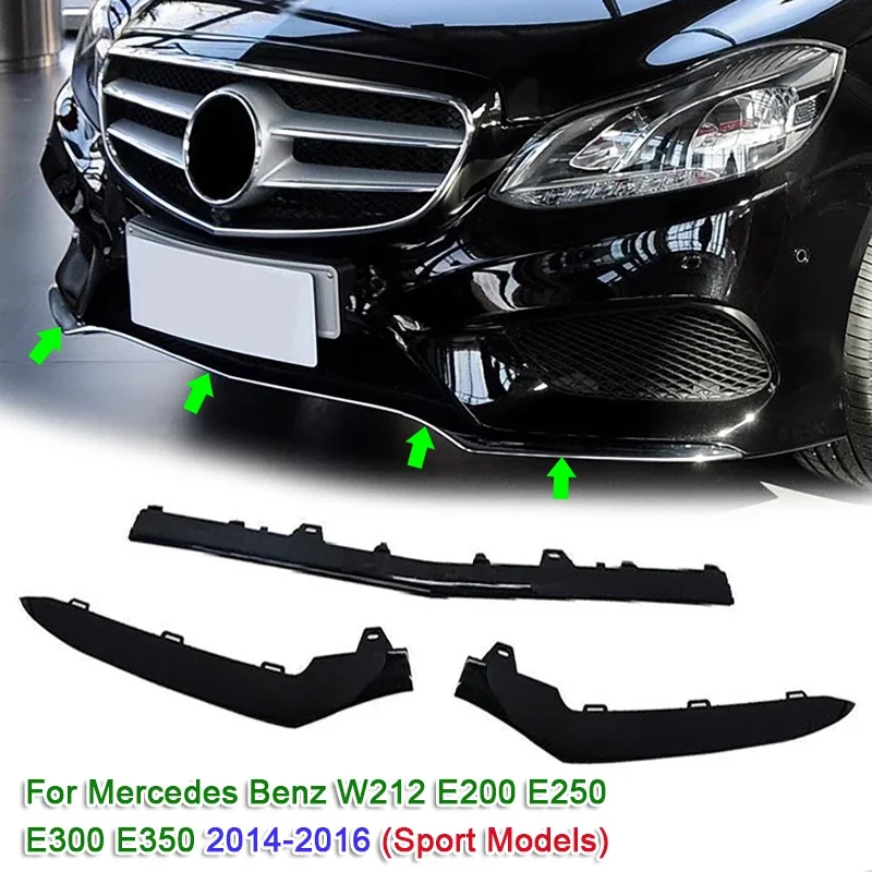 

3pcs/set Car Front Bumper Lip Spoiler Splitters for Mercedes Benz W212 E200 E250 E300 E350 2014-2016 (Sport Models)