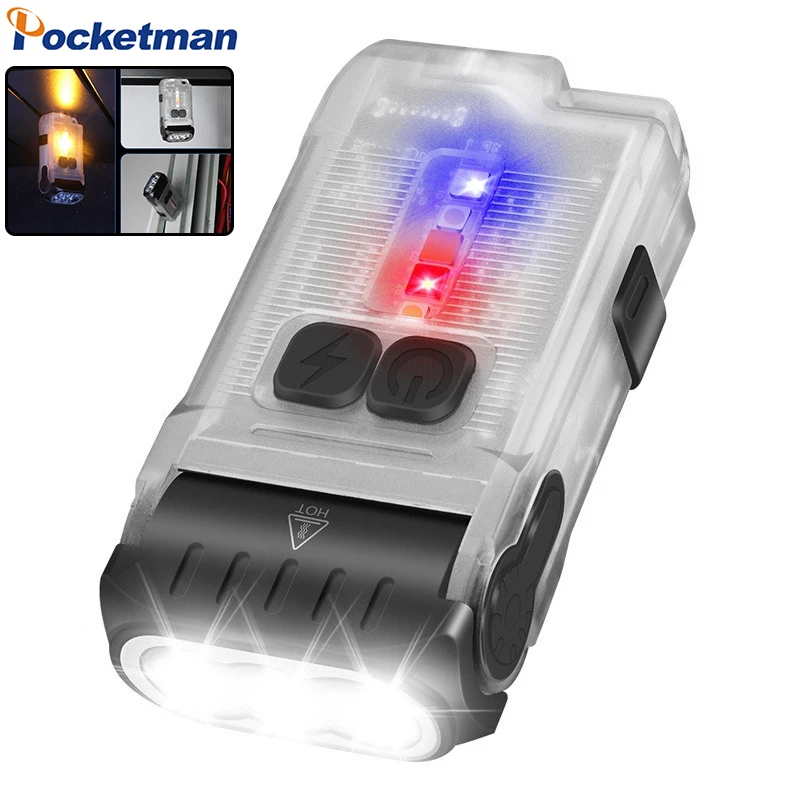 

Mini LED Flashlight Multifunctional Portable Emergency Work Light Type-C USB Rechargeable Torch Outdoor Lighting