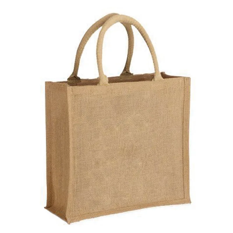 100pcs Blank Laminated Nature Jute Shopping Bag Custom Accept