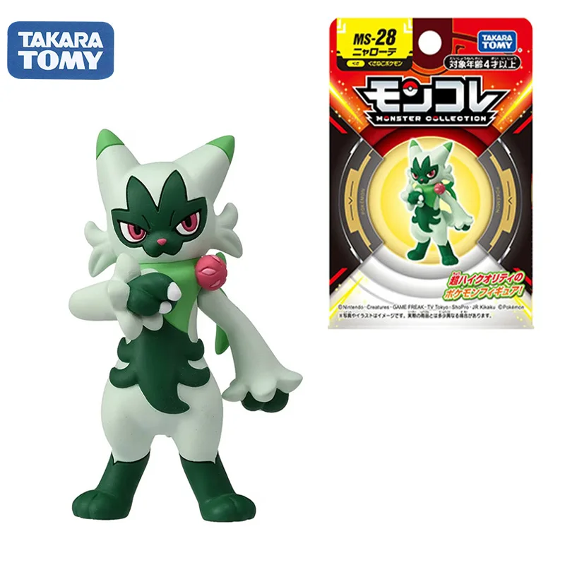 TAKARA TOMY Pokemon MS-28 Floragato Trendy Figure Peripheral Model Cartoon Toy Cute Doll Desktop Decoration Birthday Gifts