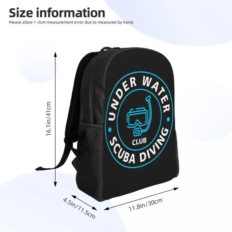 Customized Scuba Diver Gifts Under Water Scuba Diving Travel Backpack School Computer Bookbag Dive College Student Daypack Bags