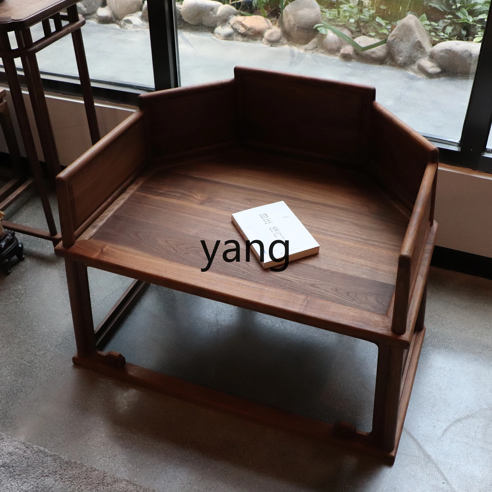 LH Wood Meditation Chair New Chinese Black Walnut Enclosure Chair Cross-legged Meditation Chair