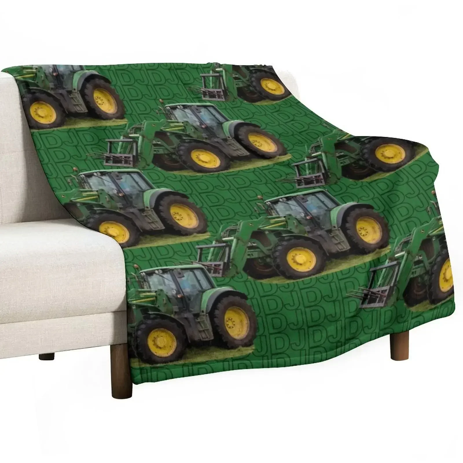 

Green tractor Throw Blanket Summer Personalized Gift Blankets