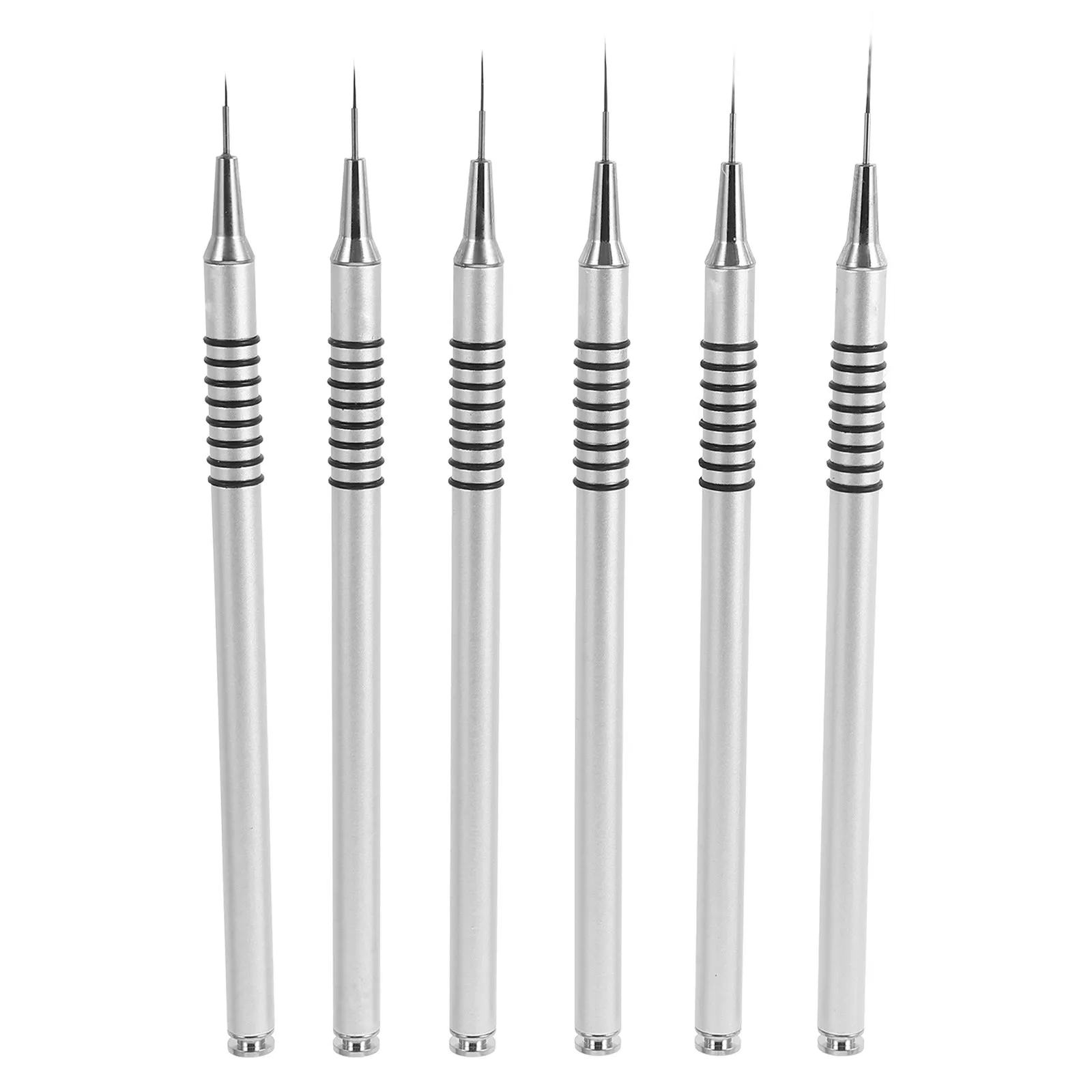 6-Piece Threaded Nail Art Brush Set Japanese Style Comfortable Grip Creative DIY Nail Design Brushes Versatile Precision Liner