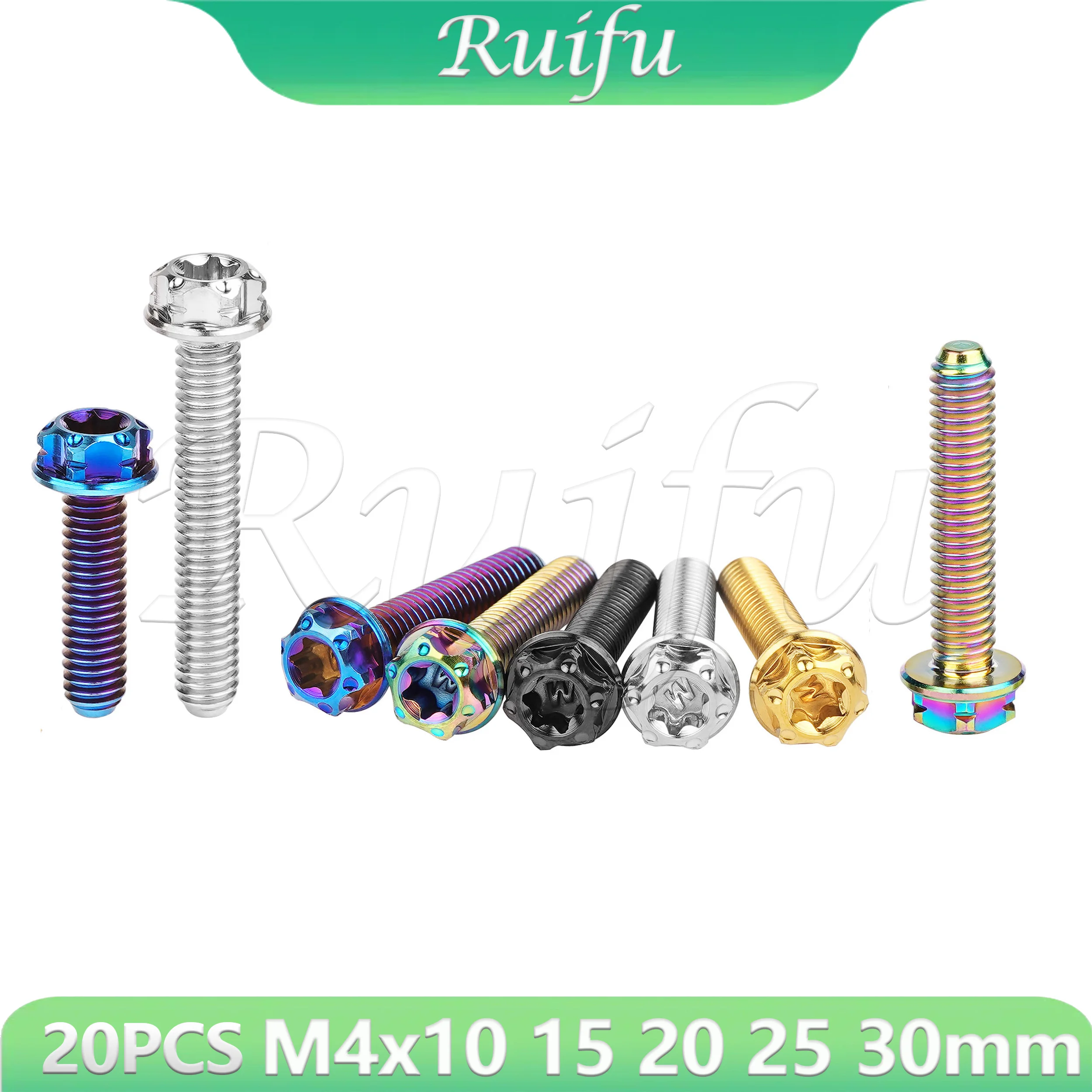 

Титановый болт Ruifu, 20 шт., M4x10 15, 20, 25, 30 мм, винты Torx T20 с фланцевой головкой для модернизации деталей велосипеда и мотоцикла