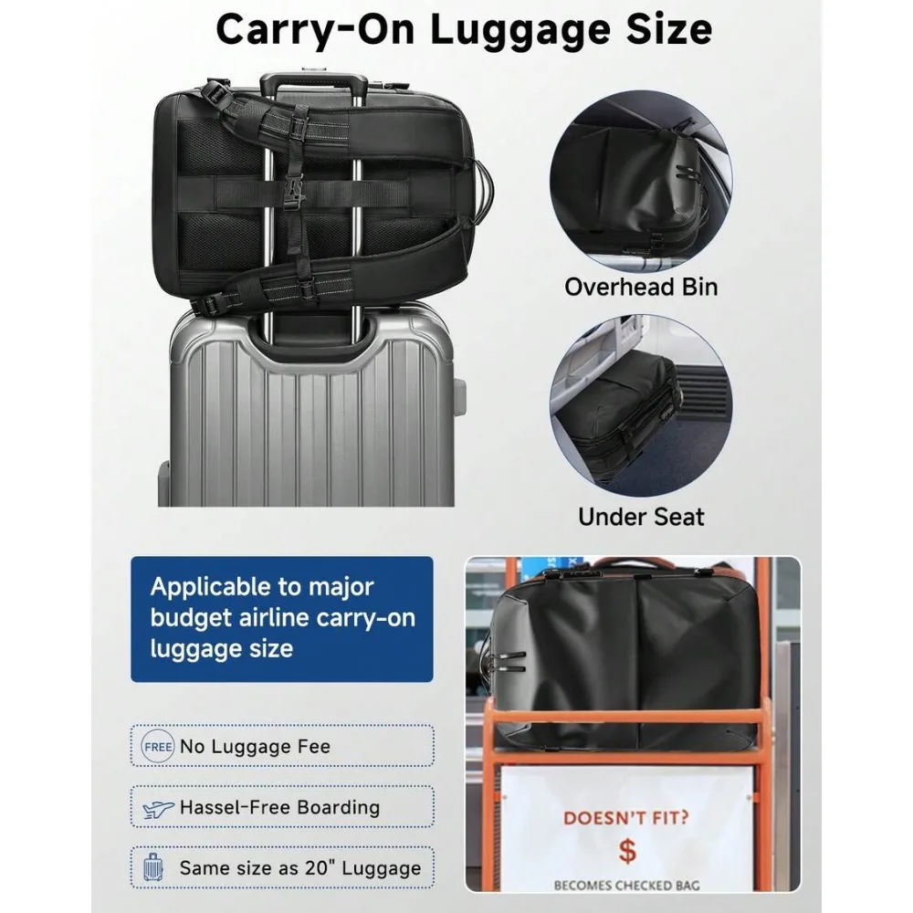One-Click Expandable Vacuum Compression Backpack 60L with TSA Lock Fits 17 Inch Laptop Lightweight Durable Carry On Travel Camping Hiking Weekend Bag for Men Women Airline Approved view 3