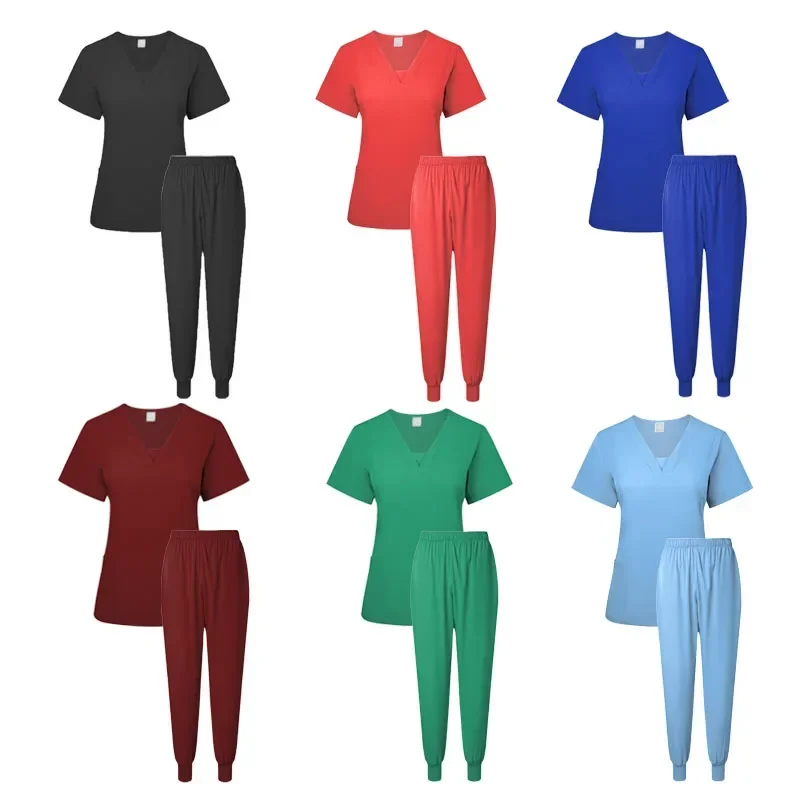 Medische Verpleegster Uniform 2 Stuk Werkkleding Medische Scrubs Set Ziekenhuis Uniform Chirurgie Tandarts Overalls Spa Klinische Schoonheid Werkkleding