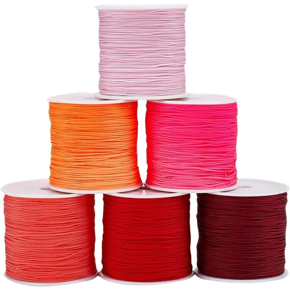 600 Yards Nylon Beading String 0.8mm Bracelet String Chinese Knotting Cord Red Wind Chime Thread for Valentine Kumihimo