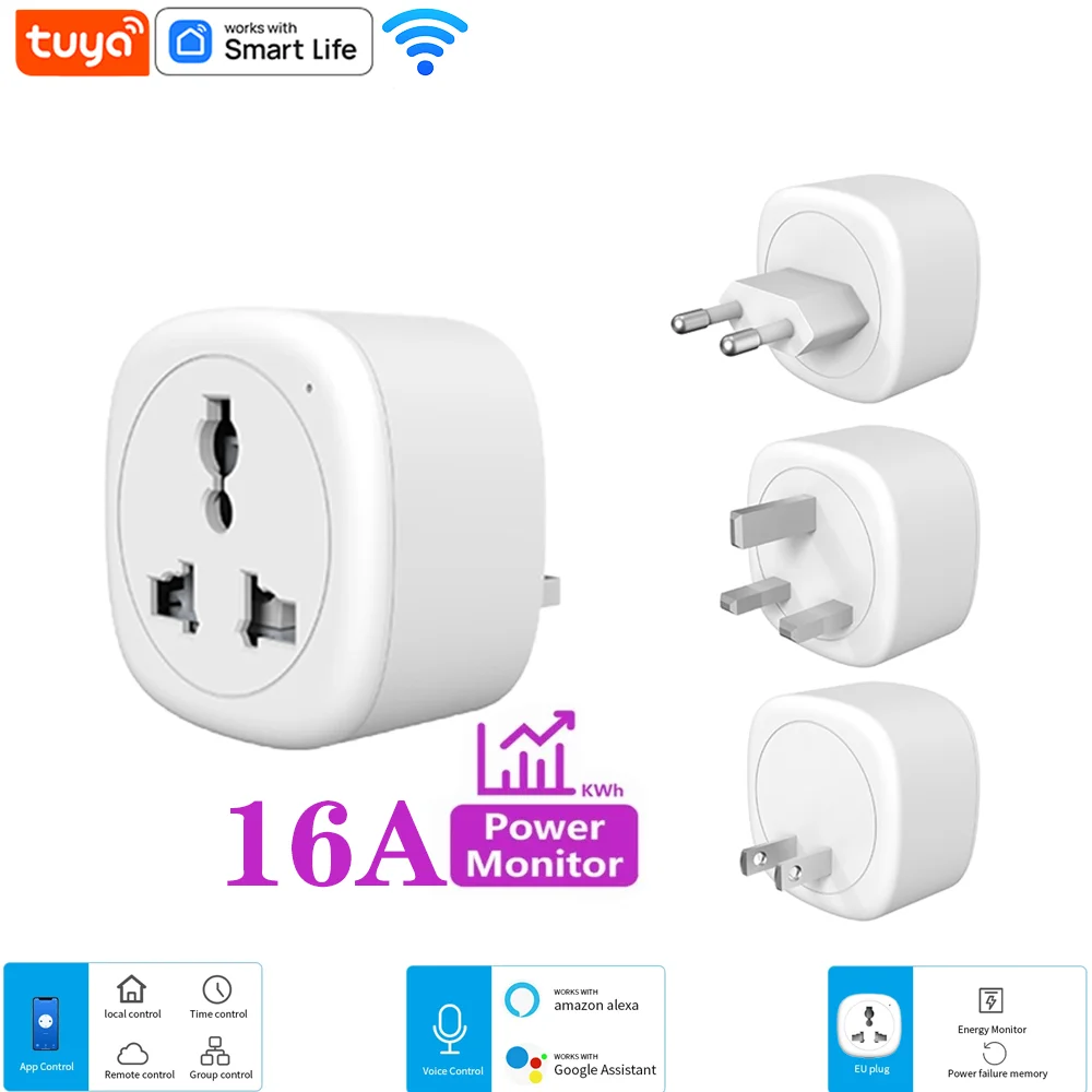 Tuya Smart Plug 16A Universal WiFi Socket Timer Socket Alexa Plug Remote Socket Smart Home Alexa Google Assistant