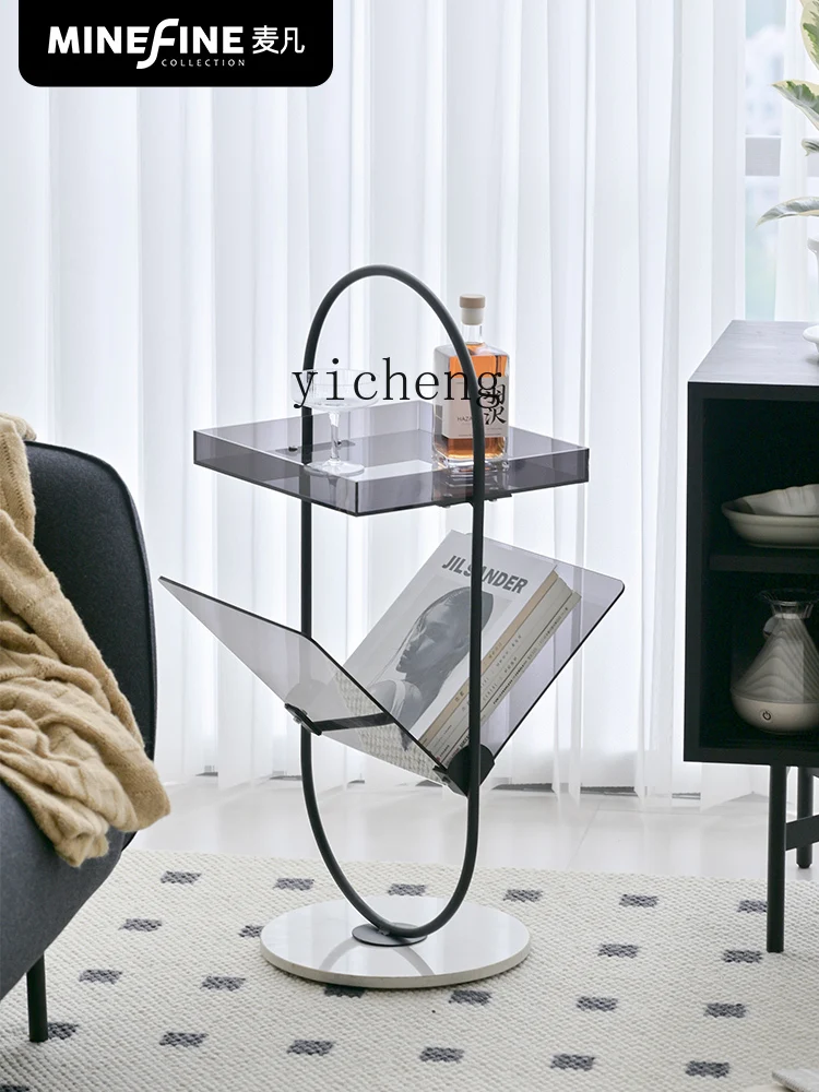 Zc Acrylic Sofa Side Table Storage Magazine Storage Rack Small Apartment Mini and Simple Coffee Table Home