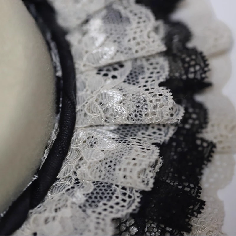 Japanse Lolita originele handgemaakte strik haaraccessoires Doll Sense CLA meerlaagse kant geplooide kanten platte hoed hoge hoed voor vrouwen