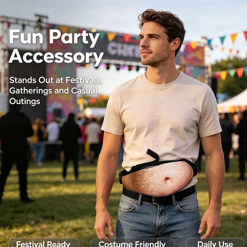 2026 Neue Lustige Fake-Bierbauch-Gürteltasche 3D Unsichtbare Bauchtasche mit Reißverschluss Versteckter Aufbewahrungsbeutel Scherzartikel Geschenk für Outdoor-Partys – Detail 7