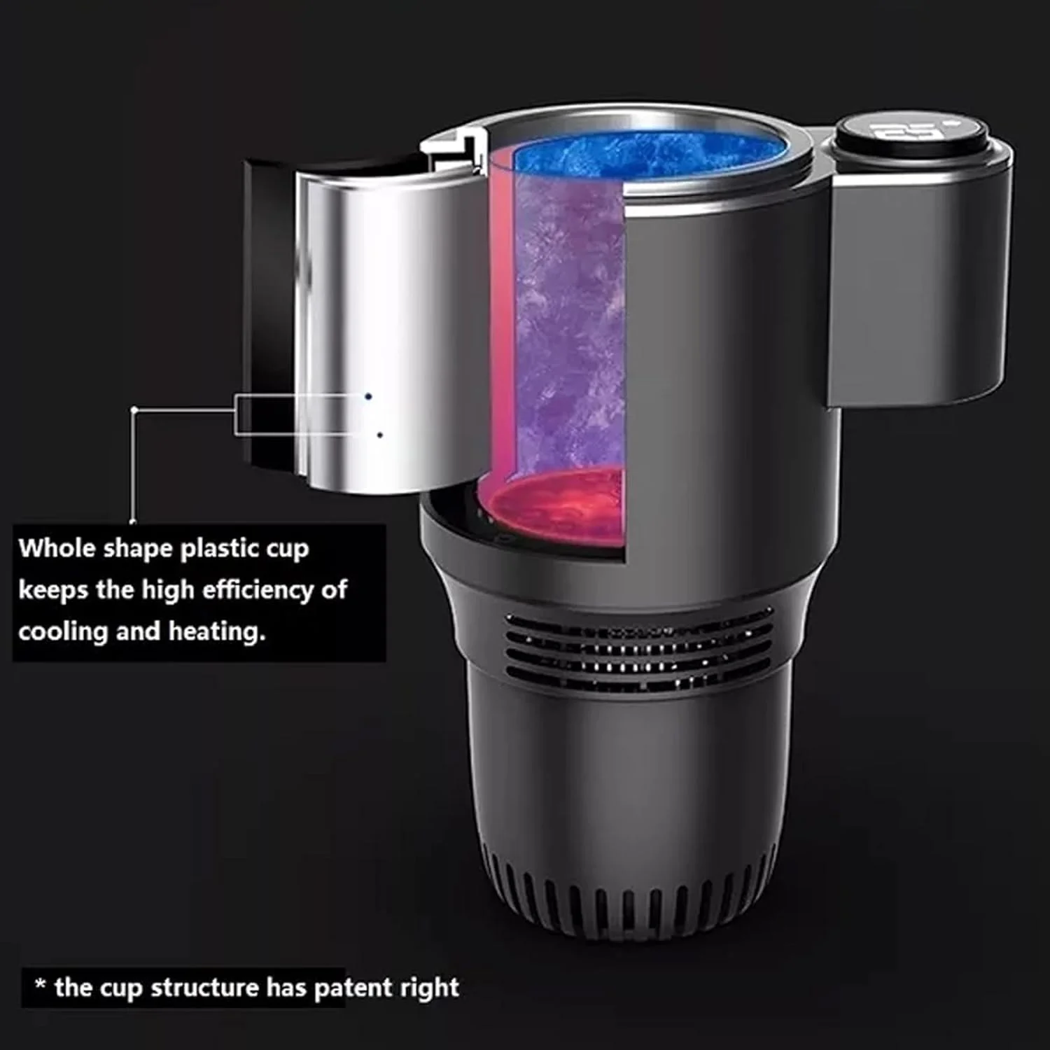 1pc Smart Car Cup Cooler And Warmer, 2-in-1 Beverage Holder With One-Click Temperature Control