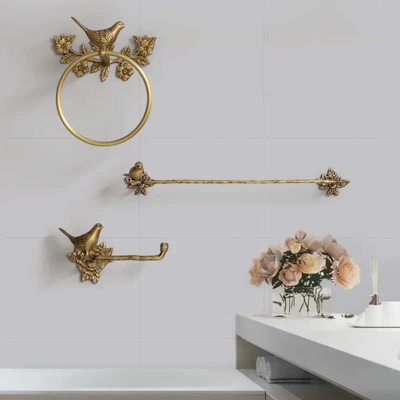 

Vintage brass bird towel ring, bathroom, bathroom, no punching, bath towel holder, paper towel storage, wall hanging