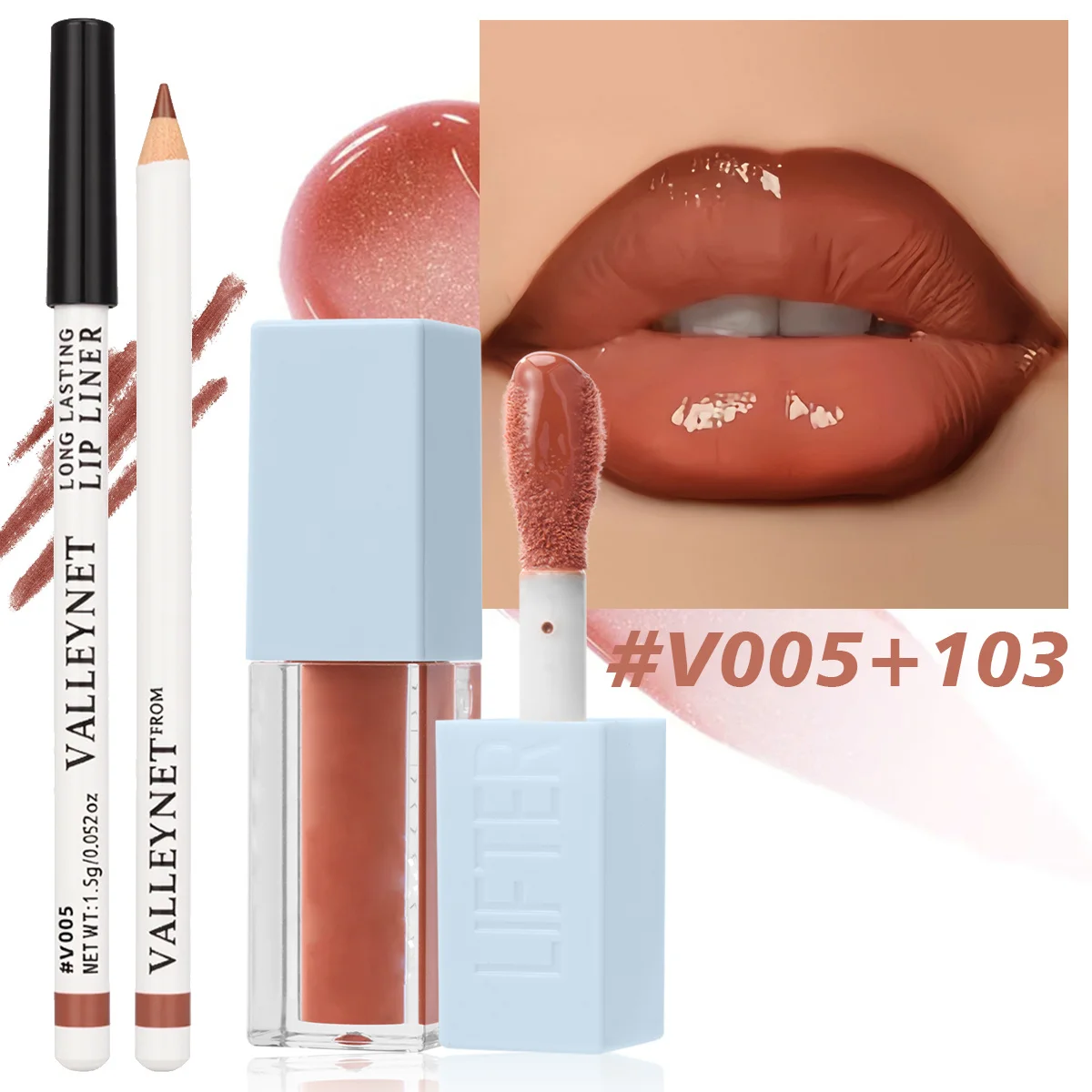 2 pezzi/set matita per labbra opaca + olio per labbra nudo combinato per labbra set di trucco per labbra impermeabile a lunga durata cosmetici per labbra dall'aspetto naturale quotidiano