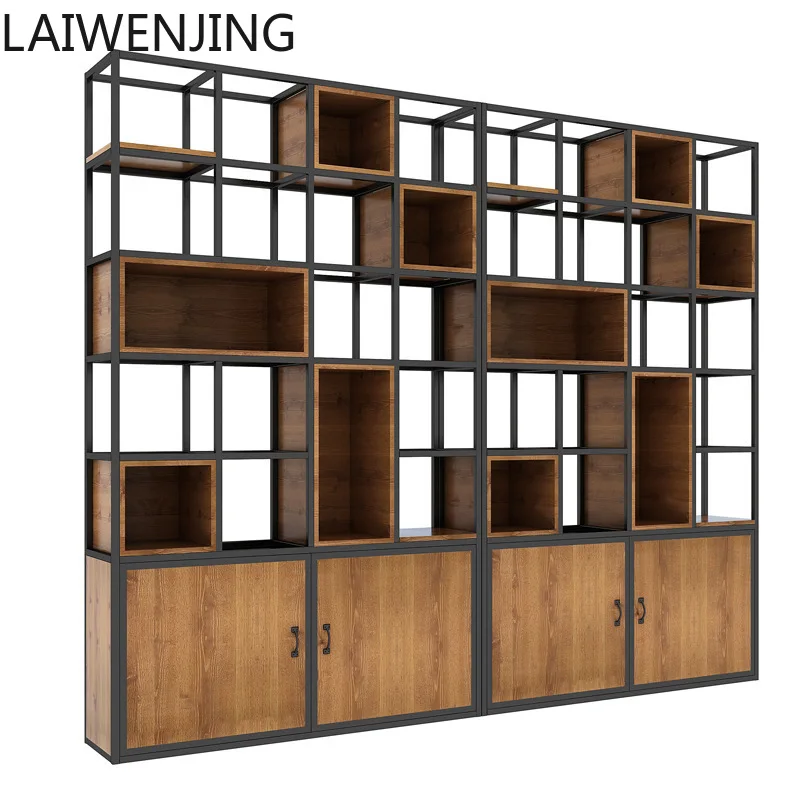 

HLZ Office Shelf Partition Display Shelf Floor to Floor Multi-layer Bookshelf Living Room Solid Wood Screen Shelf