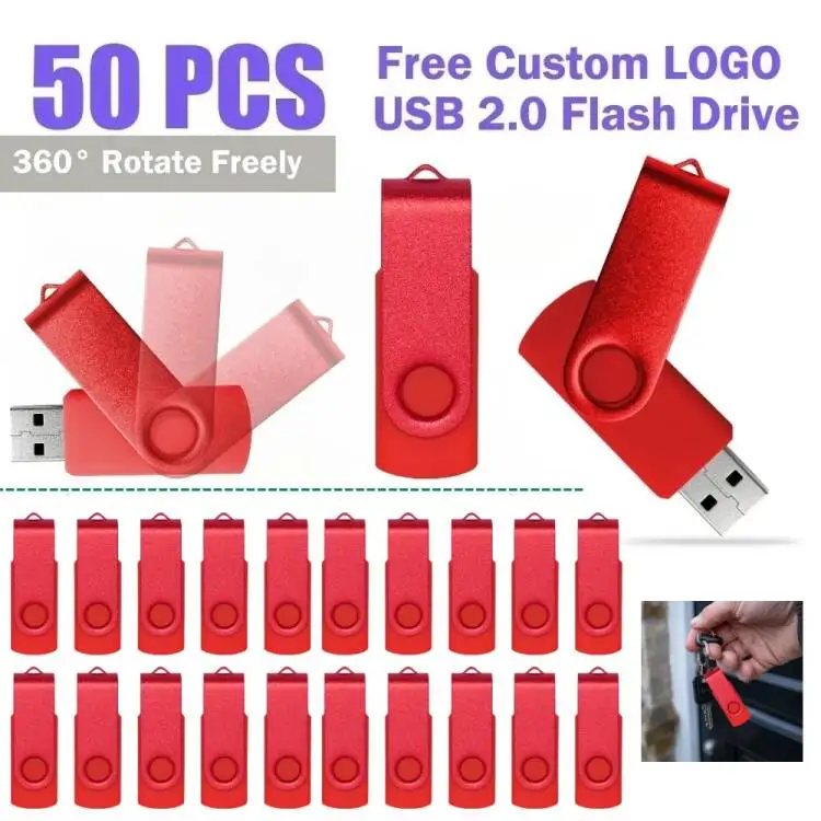 50PCS/lot USB Stick Mini Pen Drive USB Flash Drives 4GB 2GB 1GB Pendrive 64gb 32gb 16gb Metal Disk Cle USB Free Custom Logo