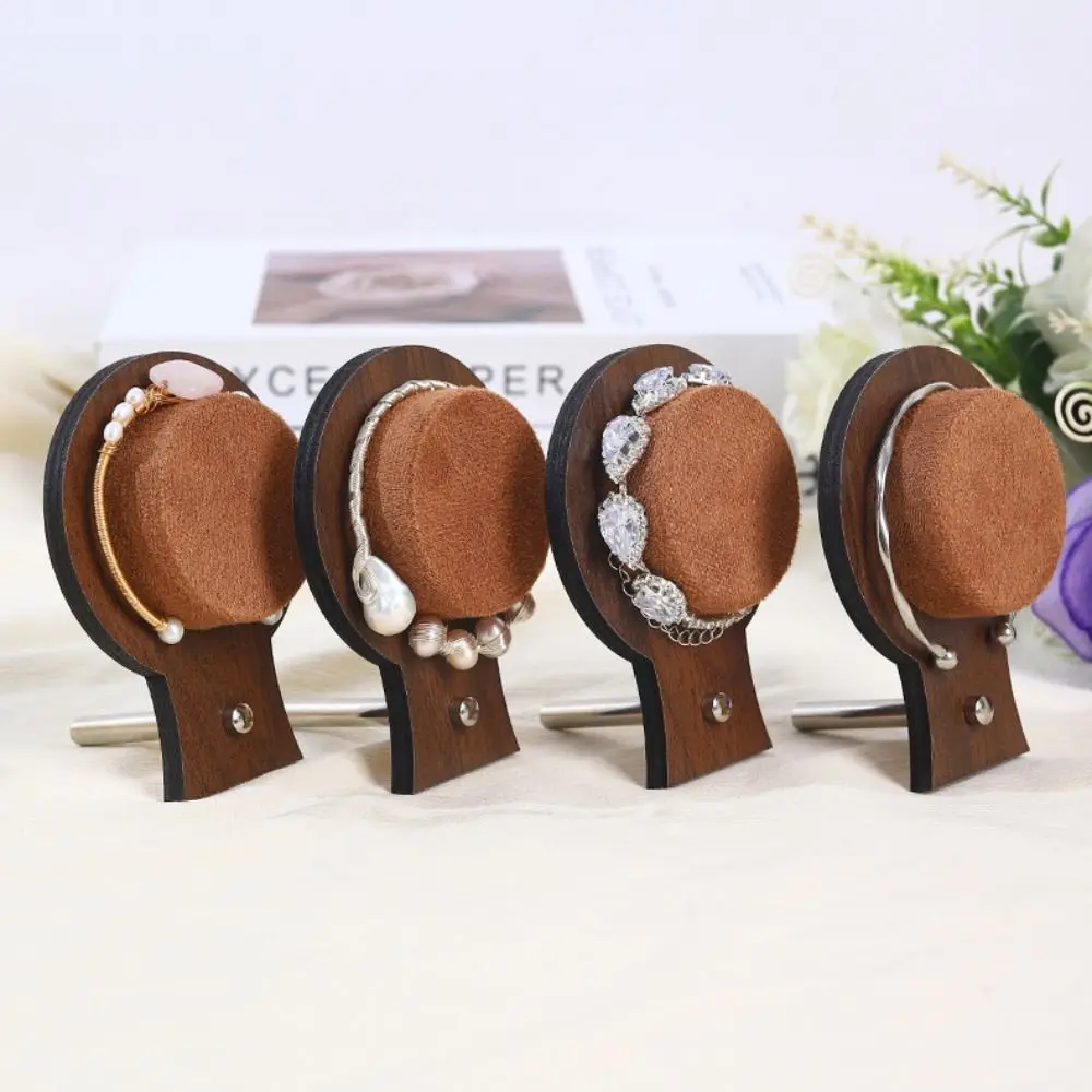 

Simple Walnut Wood Bracelet Tray Organizer Necklace Bracelet Display Rack Storage Case Ornaments Hand Jewelry Holder Women