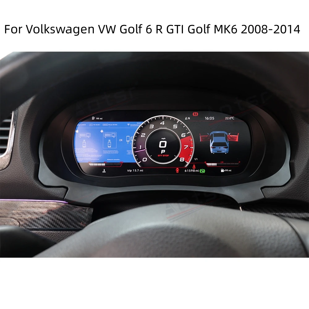 For Volkswagen VW Golf 6 R GTI Golf MK6 2008-2014 Android Car Digital Cluster LCD Dashboard Instrument Panel Speedometer Unit