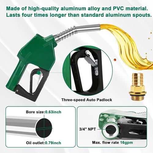 Imagen 2 del producto Pistola de reabastecimiento de combustible con corte automático, herramienta de repostaje para estaciones de diésel y gasolina