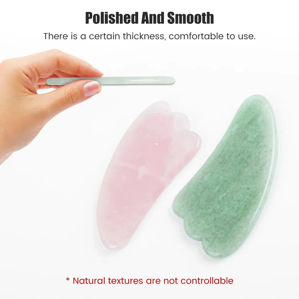 Rose Quartz Jade Guasha Board Natural Stone Scraper Tools for Face Neck Back Body Pressure Therapy Facial Massager Skincare Tool