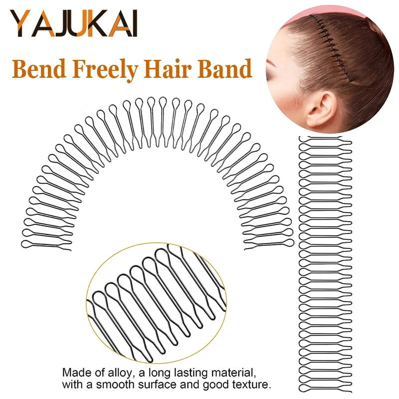 Adjustable Wavy Black Hair Band Invisible Wig Comb For Broken Hair Elastic Bend Freely Hair Hoop For Hairstyle Cuttable Headwear