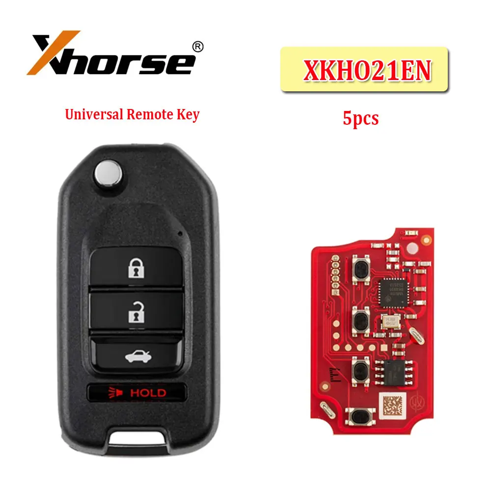 

5pcs Xhorse XKHO21EN 2nd Generation Wire Remote Key for Honda 3+1 Buttons Car Remote Key for VVDI2 Key Tool English Version