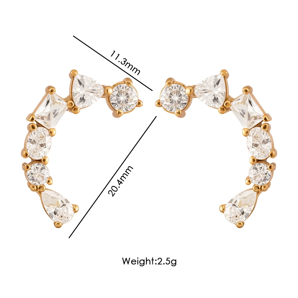 Neu eingetroffen: Modische Ohrstecker, Ohrringe, Creolen, Hochzeitsschmuck, Geschenkideen, Ohrringe für Damen, 18 Karat vergoldeter Edelstahl. – Detail 6