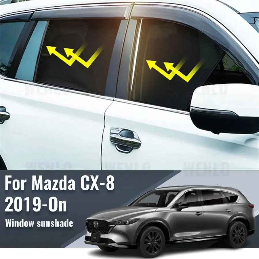 

For Mazda CX-8 CX8 2019 2020 2021 2022 2023 2024 Car Sunshade Magnetic Front Windshield Curtain Rear Side Window Sun Shade Visor