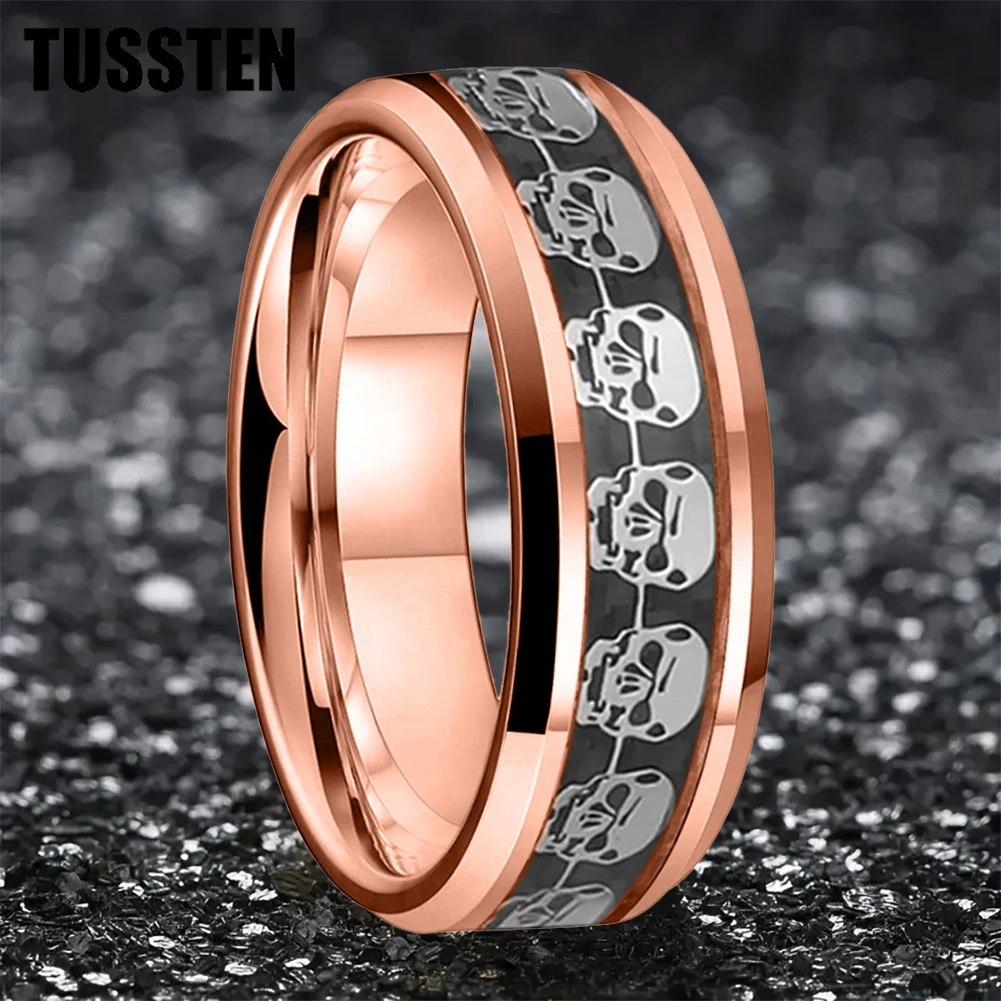 TUSSTEN 8MM Retro Fashion Men's Skull Ring Trend Punk Gothic Rock Hip Hop Jewelry Gift Comfortable Fit